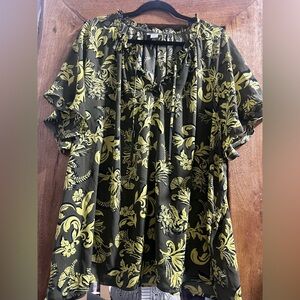 Liz Claiborne Black and Yellow Floral Blouse